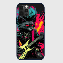 Чехол для iPhone 12 Pro Max Rocker Cat on a dark background - C-Cats collectio, цвет: 3D-черный