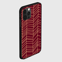 Чехол для iPhone 12 Pro Max Красный фон и пудровые линии паттерн, цвет: 3D-черный — фото 2