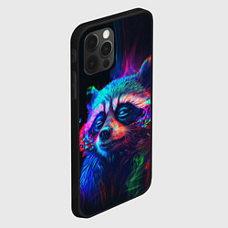 Чехол для iPhone 12 Pro Max Енот в неоновой дымке, цвет: 3D-черный — фото 2