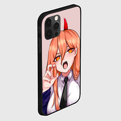 Чехол для iPhone 12 Pro Max Человек - бензопила Пауэр с рогами, цвет: 3D-черный — фото 2