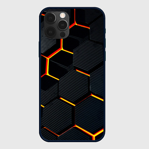 Чехол iPhone 12 Pro Max Плиты стиль соты киберпанк / 3D-Черный – фото 1