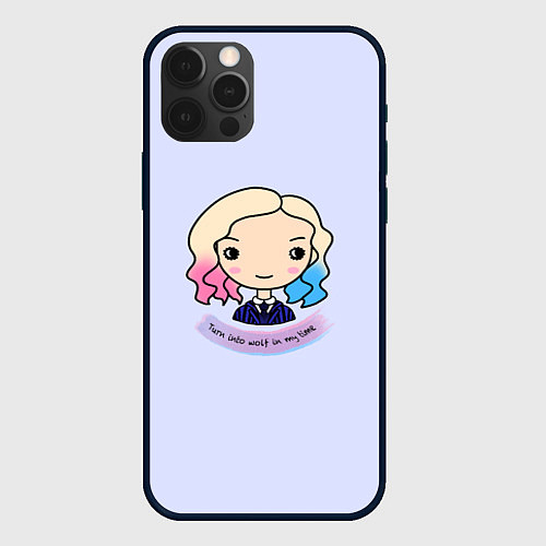 Чехол iPhone 12 Pro Max Энид - оборотень в форме на сиреневом фоне / 3D-Черный – фото 1