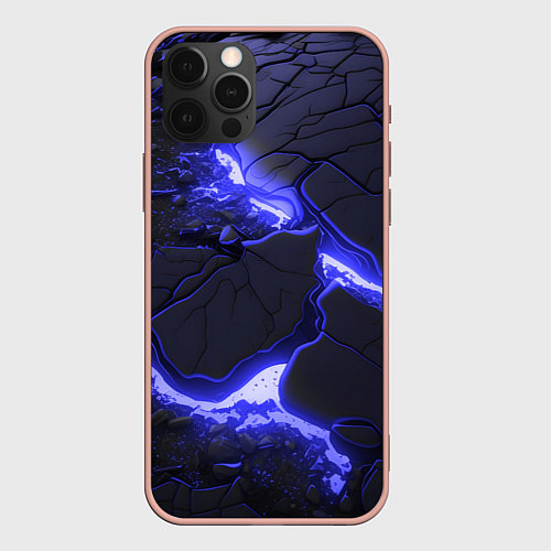 Чехол iPhone 12 Pro Max Красивая синяя неоновая лава / 3D-Светло-розовый – фото 1