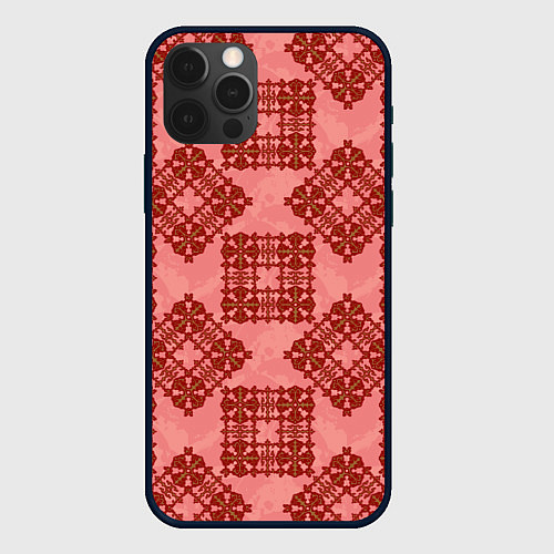 Чехол iPhone 12 Pro Max Квадратный орнамент / 3D-Черный – фото 1