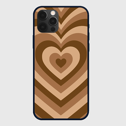 Чехол iPhone 12 Pro Max Hearts brown / 3D-Черный – фото 1