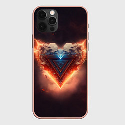 Чехол для iPhone 12 Pro Max Каменное сердце в неоновом красном электрическом с, цвет: 3D-светло-розовый