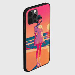 Чехол для iPhone 12 Pro Max Аниме-девушка в белом платье на фоне розового зака, цвет: 3D-черный — фото 2