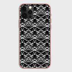 Чехол для iPhone 12 Pro Max Черно-белый модерн узор, цвет: 3D-светло-розовый