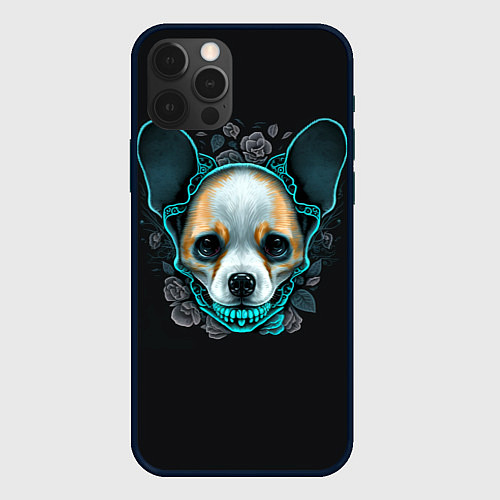 Чехол iPhone 12 Pro Max Милый корги череп / 3D-Черный – фото 1