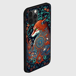 Чехол для iPhone 12 Pro Max Рыжая лиса с орнаментом, цвет: 3D-черный — фото 2