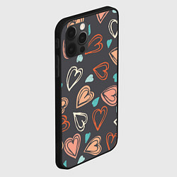 Чехол для iPhone 12 Pro Max Много сердец, цвет: 3D-черный — фото 2