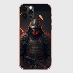 Чехол iPhone 12 Pro Max Самурай в огне неон
