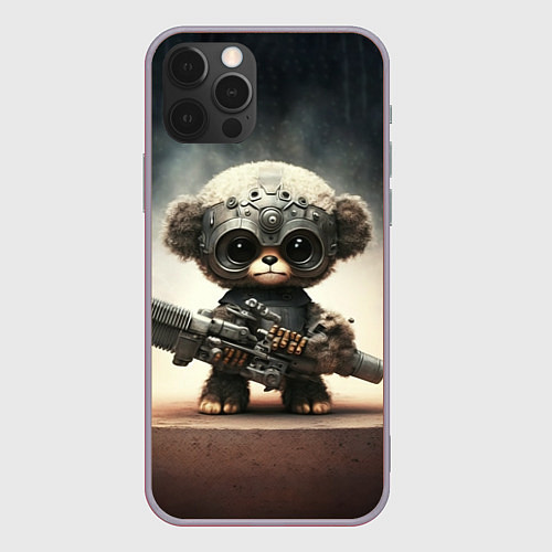 Чехол iPhone 12 Pro Max Cute animal with a gun / 3D-Серый – фото 1