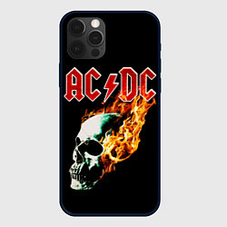 Чехол для iPhone 12 Pro Max AC DC череп, цвет: 3D-черный
