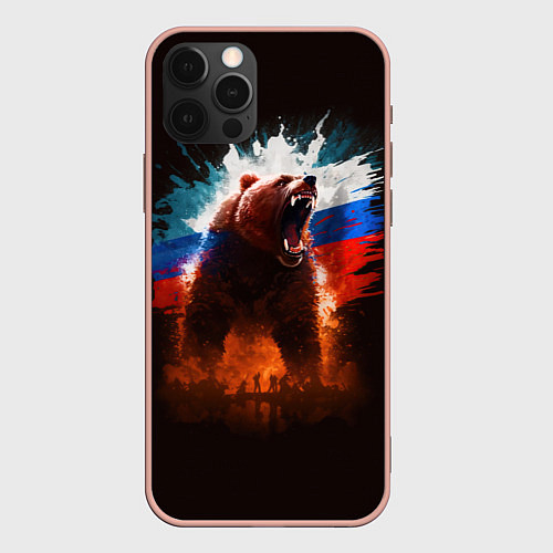 Чехол iPhone 12 Pro Max Ярость Медведя / 3D-Светло-розовый – фото 1