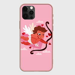 Чехол для iPhone 12 Pro Max Маленький амур с луком, цвет: 3D-светло-розовый