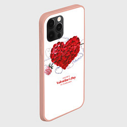 Чехол для iPhone 12 Pro Max Сердце из роз на белом фоне, цвет: 3D-светло-розовый — фото 2