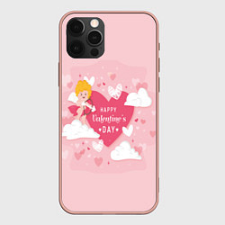 Чехол для iPhone 12 Pro Max День святого валентина фон, цвет: 3D-светло-розовый