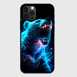 Чехол iPhone 12 Pro Max Неоновый медведь с горящими клыками