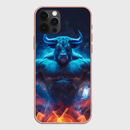 Чехол iPhone 12 Pro Max Накаченный бык / 3D-Светло-розовый – фото 1