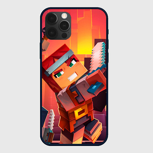 Чехол iPhone 12 Pro Max Minecraft воин с мечом / 3D-Черный – фото 1