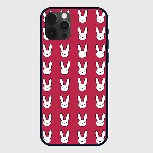 Чехол iPhone 12 Pro Max Bunny Pattern red / 3D-Черный – фото 1