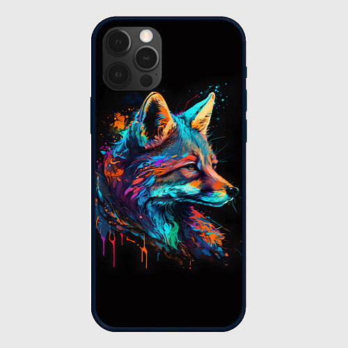 Чехол iPhone 12 Pro Max Красочная лиса / 3D-Черный – фото 1