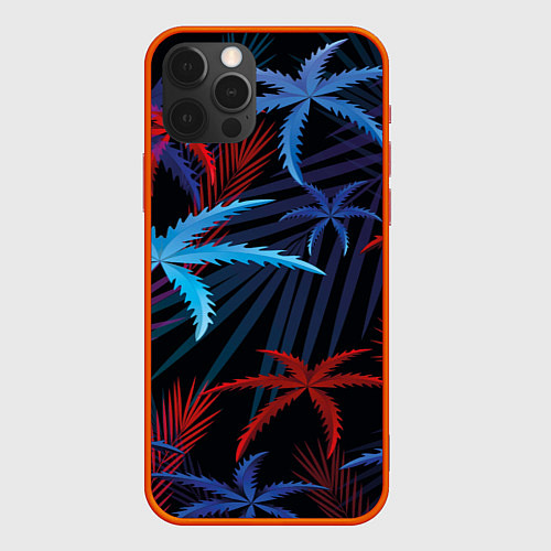 Чехол iPhone 12 Pro Max Листья пальмы / 3D-Красный – фото 1