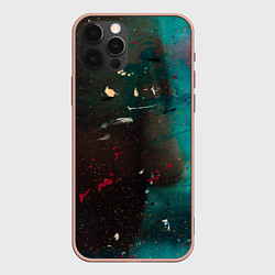 Чехол для iPhone 12 Pro Max Абстрактные тьма, светло-синий туман и мазки красо, цвет: 3D-светло-розовый