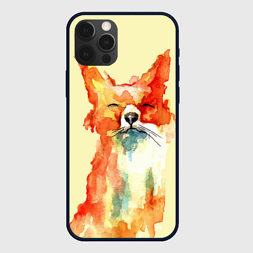Чехол iPhone 12 Pro Max Живописная лисица / 3D-Черный – фото 1