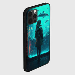 Чехол для iPhone 12 Pro Max Девушка и аквариум, цвет: 3D-черный — фото 2