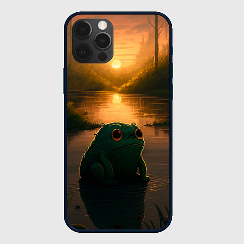 Чехол iPhone 12 Pro Max Лягушонок Пепе у себя дома / 3D-Черный – фото 1