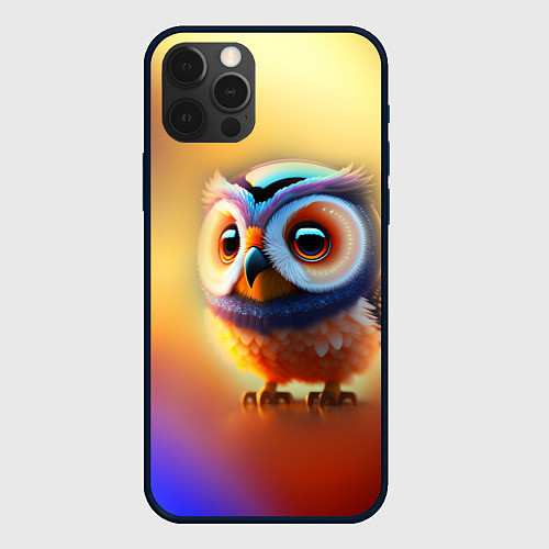Чехол iPhone 12 Pro Max Яркая совушка / 3D-Черный – фото 1