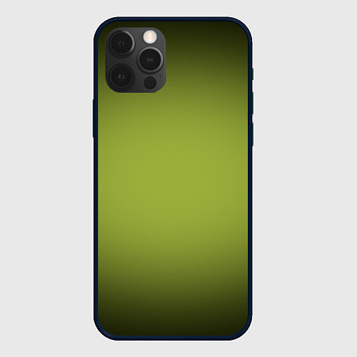 Чехол iPhone 12 Pro Max Оливковый фон и черная виньетка, градиент / 3D-Черный – фото 1
