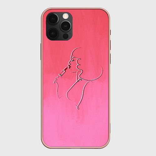 Чехол iPhone 12 Pro Max Девушка с помадой / 3D-Светло-розовый – фото 1