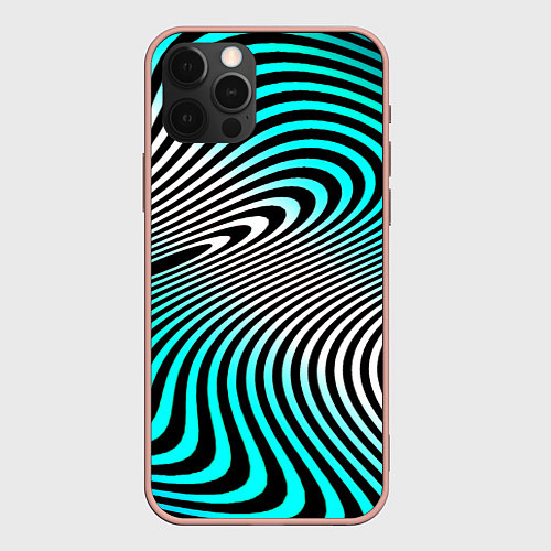Чехол iPhone 12 Pro Max Оптические волны психоделика / 3D-Светло-розовый – фото 1