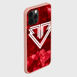 Чехол для iPhone 12 Pro Max Big bang red hearts, цвет: 3D-светло-розовый — фото 2