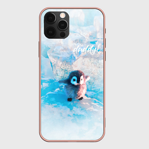 Чехол iPhone 12 Pro Max Милый пингвин - папочка / 3D-Светло-розовый – фото 1