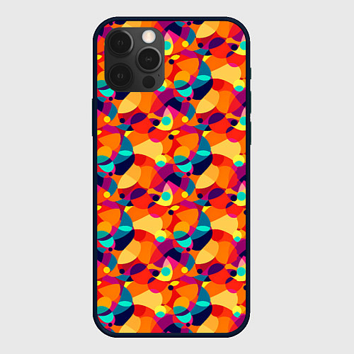 Чехол iPhone 12 Pro Max Абстрактный узор из разноцветных окружностей / 3D-Черный – фото 1