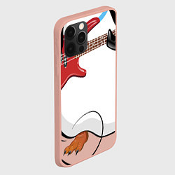 Чехол для iPhone 12 Pro Max Пингвин- басист, цвет: 3D-светло-розовый — фото 2