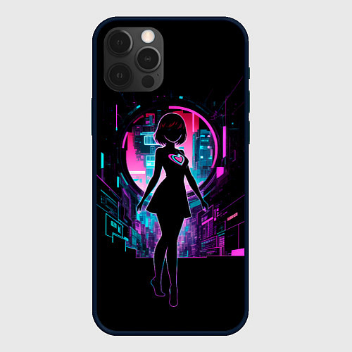 Чехол iPhone 12 Pro Max Silhouette of a cute anime girl / 3D-Черный – фото 1