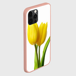 Чехол для iPhone 12 Pro Max Желтые тюльпаны на белом, цвет: 3D-светло-розовый — фото 2