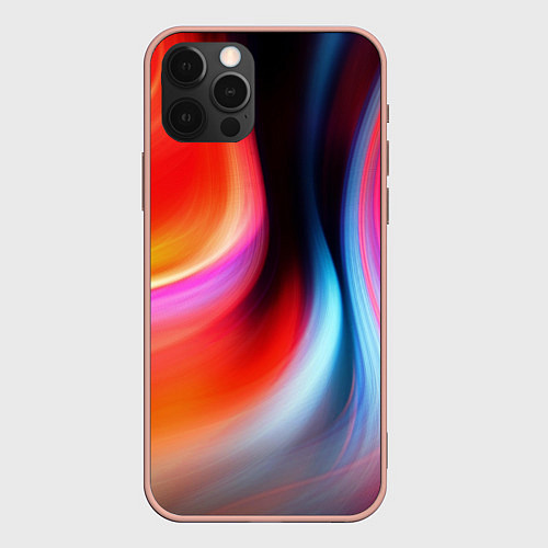 Чехол iPhone 12 Pro Max Радужные волны / 3D-Светло-розовый – фото 1