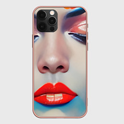 Чехол для iPhone 12 Pro Max Девушка с закрытыми глазами, цвет: 3D-светло-розовый