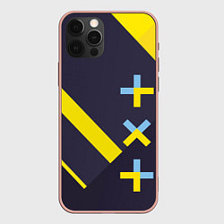 Чехол для iPhone 12 Pro Max TXT yellow geometry, цвет: 3D-светло-розовый