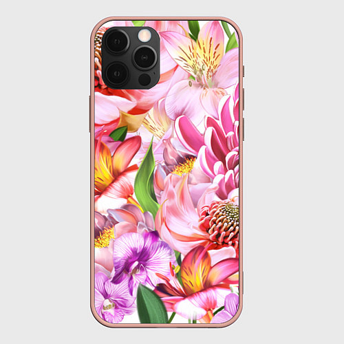 Чехол iPhone 12 Pro Max Цветочный рай / 3D-Светло-розовый – фото 1