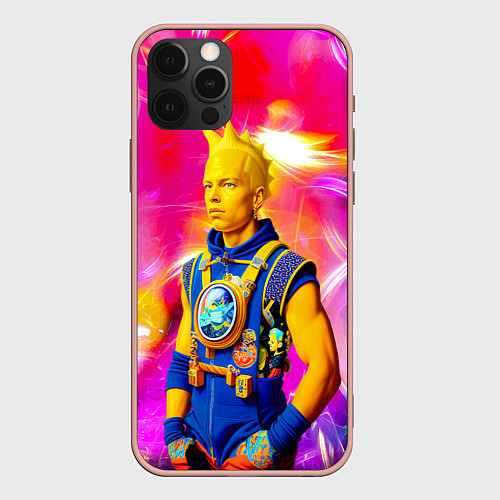 Чехол iPhone 12 Pro Max Барт Симпсон - крутой чувак - нейросеть / 3D-Светло-розовый – фото 1