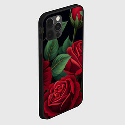 Чехол для iPhone 12 Pro Max Много красных роз, цвет: 3D-черный — фото 2