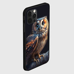 Чехол для iPhone 12 Pro Max Сова на ветке, портрет, цвет: 3D-черный — фото 2