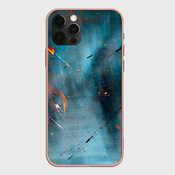 Чехол iPhone 12 Pro Max Абстрактный синий туман, силуэты и краски